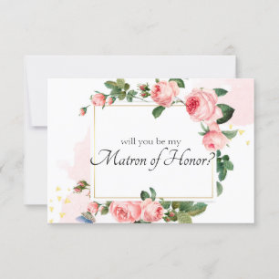 Will You Be My Matron of Honour Blushing Pink Rose