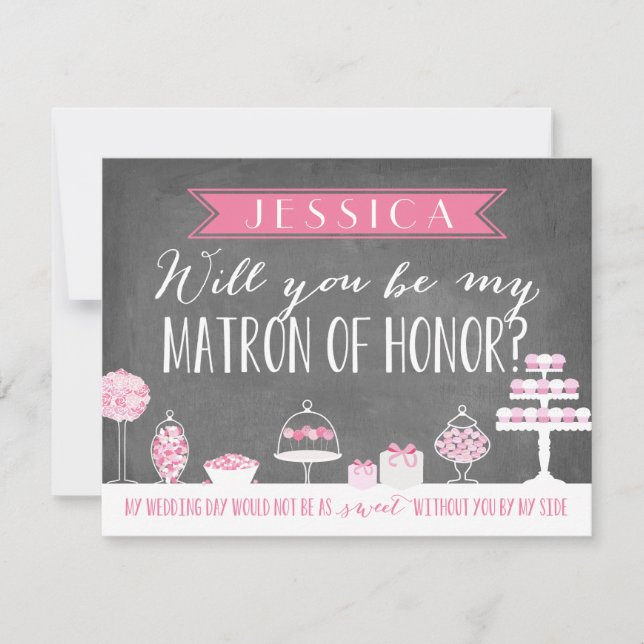 Will You Be My Matron of Honour | Bridesmaid Invitation (Front)