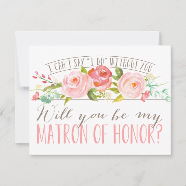 Will You Be My Matron of Honour | Bridesmaid Invitation (Front)