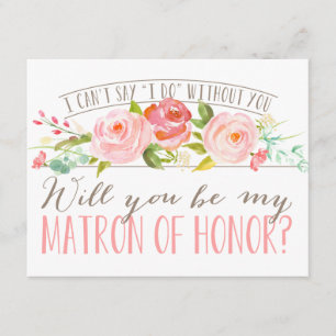 Will You Be My Matron of Honour Bridesmaid Invitation