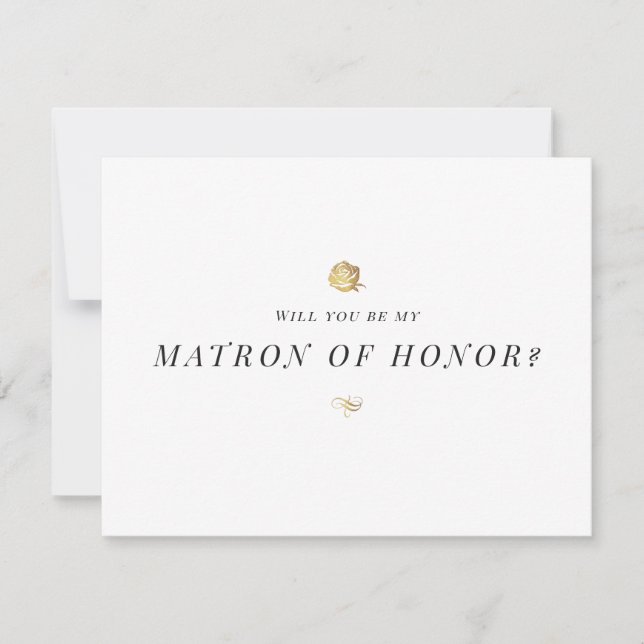 Will you be my matron of honour floral minimalist invitation (Front)