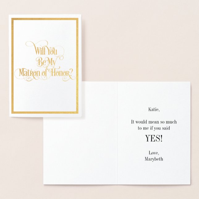 Will You Be My Matron Of Honour Gold Foil Card (Display)