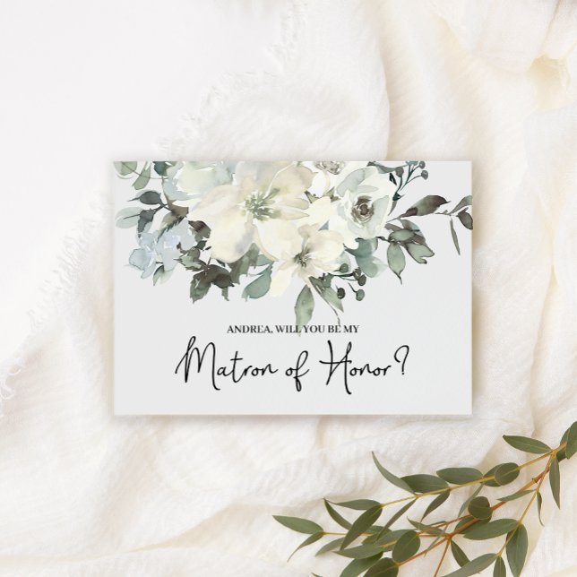Will You Be My Matron of Honour Ivory White Floral (Creator Uploaded)