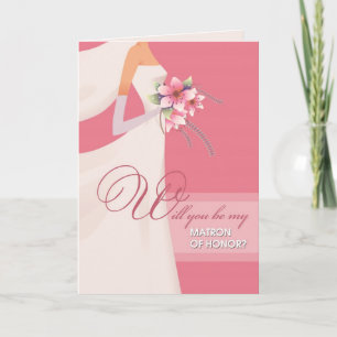 Will you be my Matron of Honour? Modern Pink White Invitation