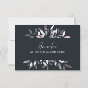 Will You Be My Matron of Honour Pink Navy Floral