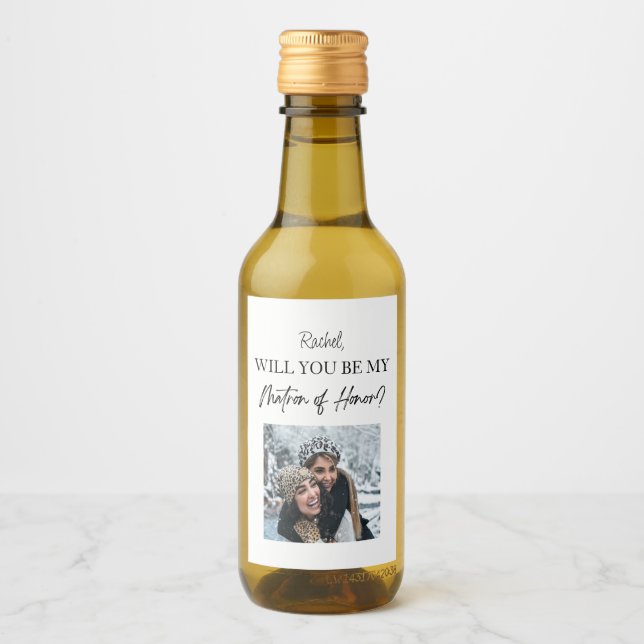 Will You Be My Matron of Honour Proposal Custom Wine Label (Front)