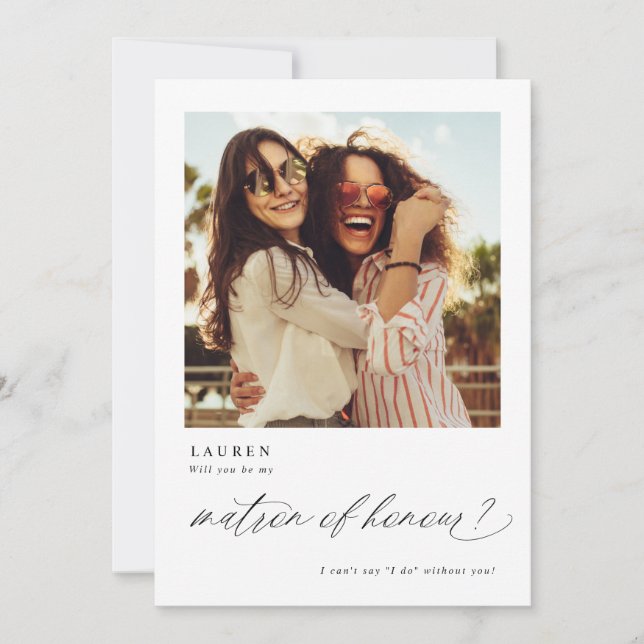 Will You Be My Matron of Honour Proposal Photo Invitation (Front)