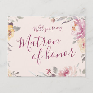 Will you be my matron of honour Romantic garden Invitation