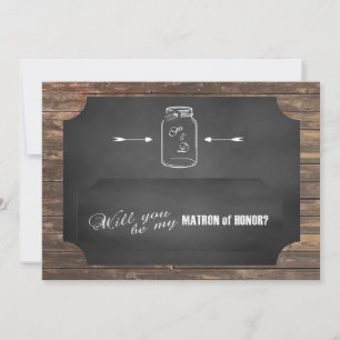 Will You Be My Matron of Honour? Rustic Mason Jar Invitation
