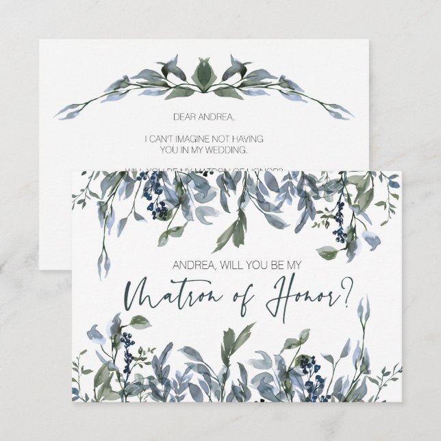Will You Be My Matron of Honour Sage Silver Green (Front/Back)