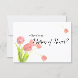 Will You Be My Matron of Honour Soft Pink Tulips