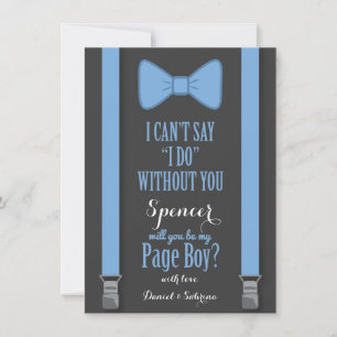 Will You Be My Page Boy - Blue Tie Braces Invitation