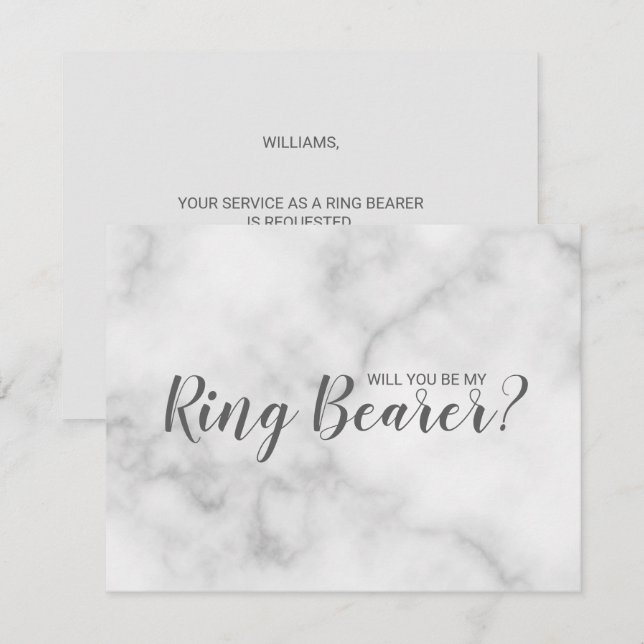 Will You Be My Ring Bearer? Elegant Marble Script Invitation (Front/Back)