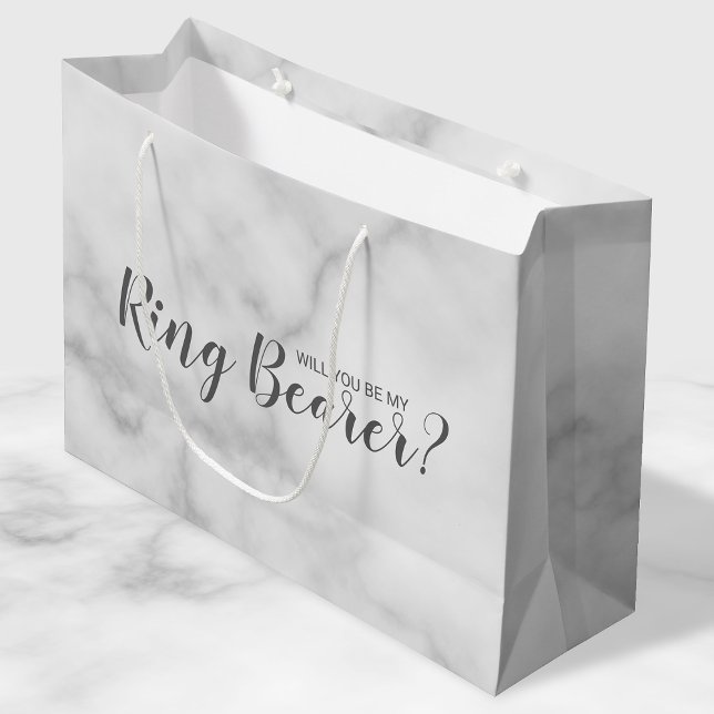 Will You Be My Ring Bearer? Elegant Marble Script Large Gift Bag (Creator Uploaded)