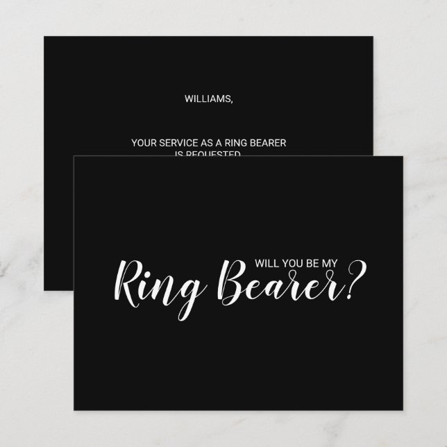 Will You Be My Ring Bearer? Modern Script Invitation (Front/Back)