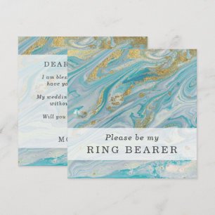 Will You Be My Ring Bearer Turquoise & Gold Card