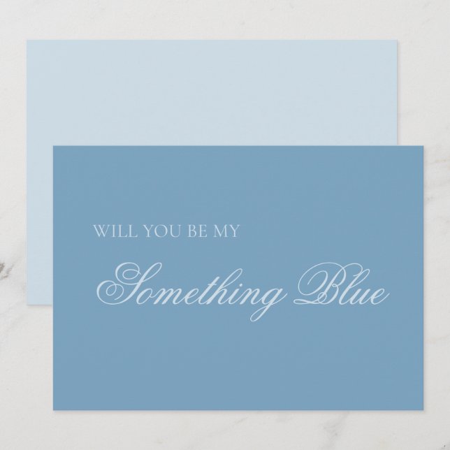 Will You Be My Something Blue Bridesmaid Proposal  Card (Front/Back)