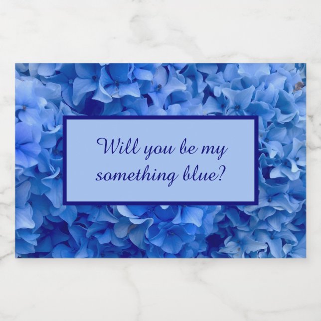 Will you be my something blue? Hydrangea coastal  Sparkling Wine Label (Single Label)