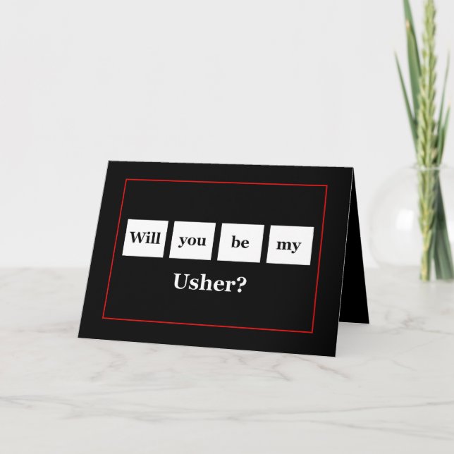 Will You Be My USHER Squares Wedding Invitation (Front)