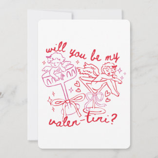Will You Be My Valen-Tini? Martini Valentine's Day Holiday Card