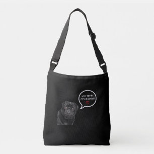 Will You Be My Valentine Cute Black Pug Dog Crossbody Bag
