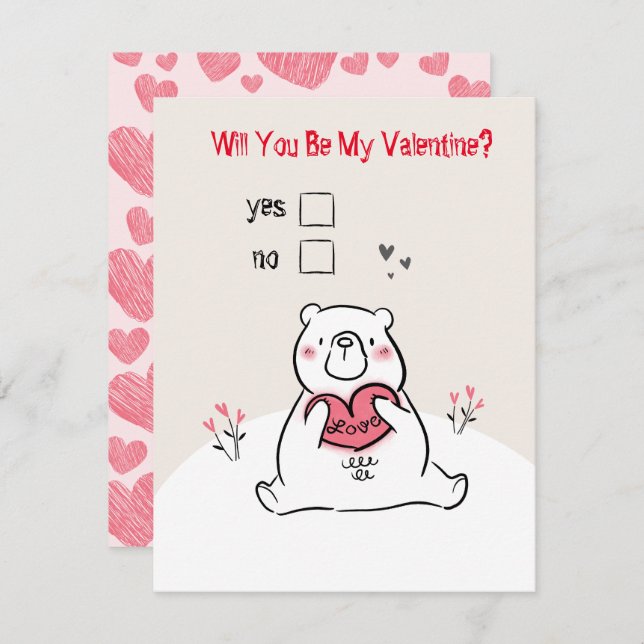 Will You Be My Valentine cute Card (Front/Back)