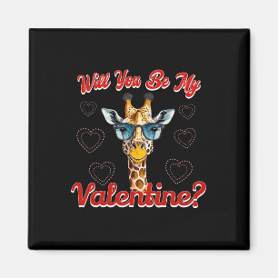 Will You Be My Valentine Funny Giraffe Valentines  Magnet