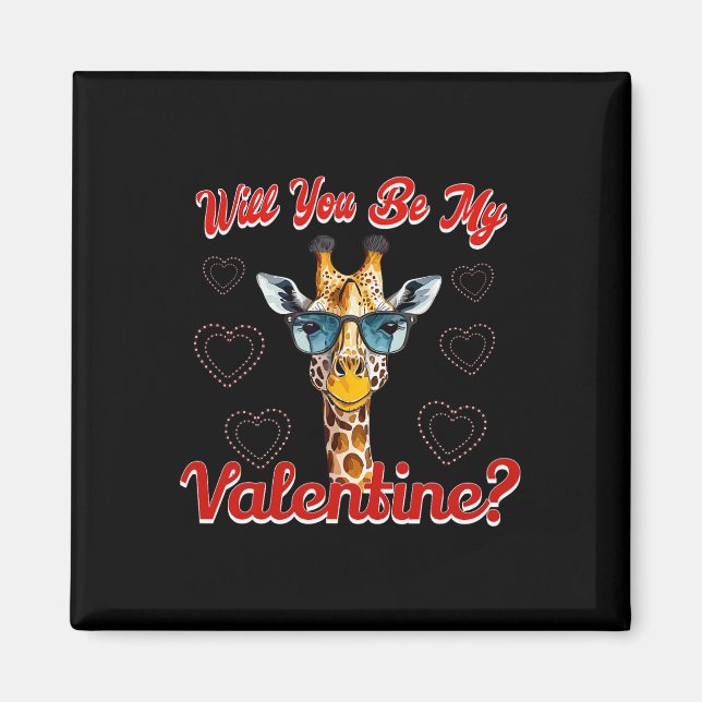 Will You Be My Valentine Funny Giraffe Valentines  Magnet (Front)