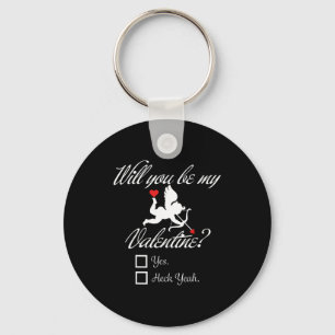 Will You Be My Valentine Funny Heart Cud V-day Keychain