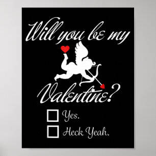 Will You Be My Valentine Funny Heart Cud V-day  Poster