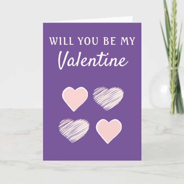 Will you be my Valentine Hearts Valentine`s Day Holiday Card (Front)