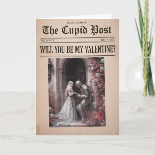 Will You Be My Valentine Newspaper  Holiday Card