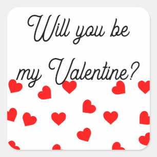 Will you be my Valentine? Playful Red Hearts  Square Sticker