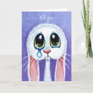 Will you be my Valentine - Sad Bunny Rabbit Card