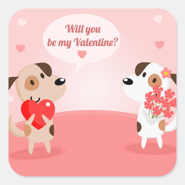 Will You Be My Valentine Square Sticker (Front)