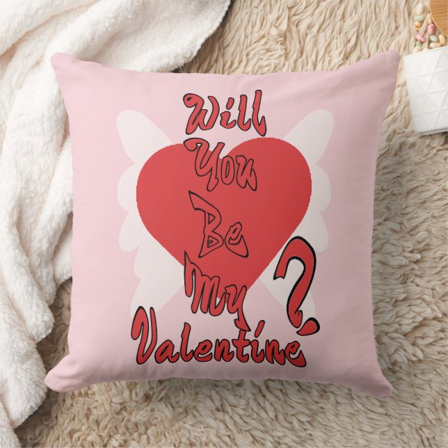Will You Be My Valentine? Throw Pillow (Blanket)