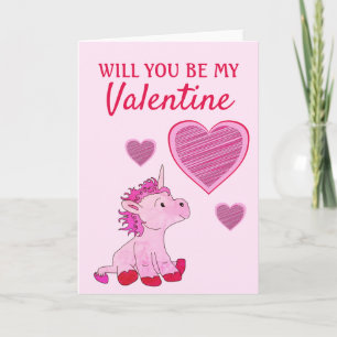 Will you be my Valentine Unicorn Valentine`s Day Holiday Card