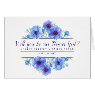 Will you be our flower girl anemone blue card