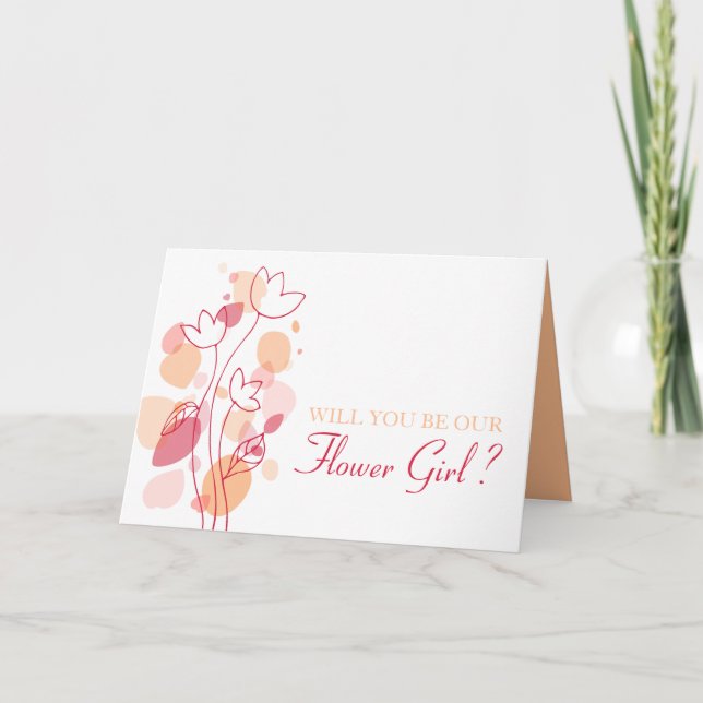 Will you be our Flower girl orange red confetti Card (Front)