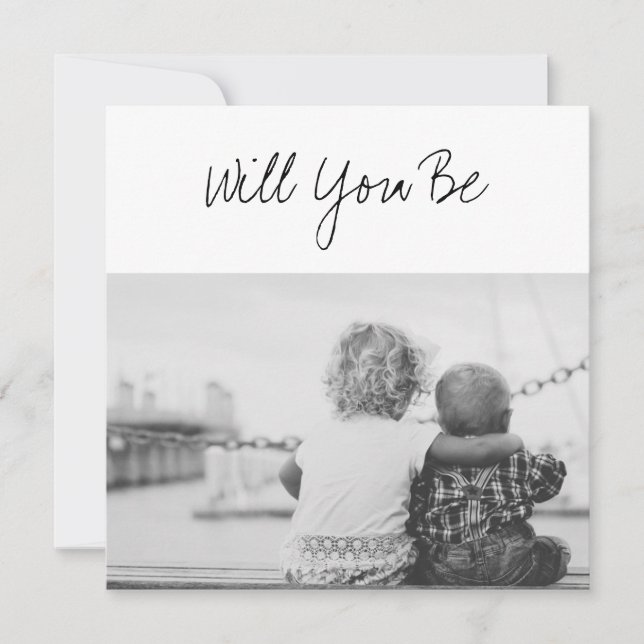 Will You be Our GodParents Baby & Sibling Photo Card (Front)