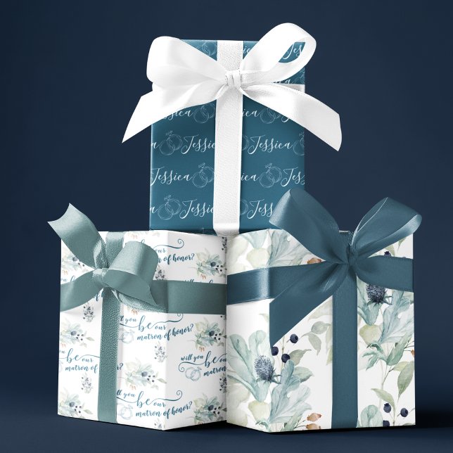 Will You Be Our Matron Of Honour Wrapping Sheets (Congratulate a special couple with these personalized wrapping paper sheets! )