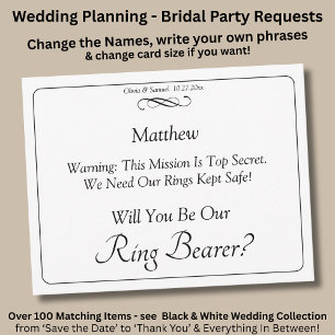 Will You Be Our Ring Bearer? Black White Infinity