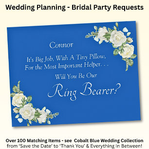 Will You Be Our Ring Bearer?  Cobalt Blue & White 