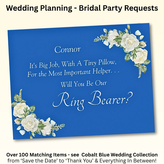 Will You Be Our Ring Bearer?  Cobalt Blue & White  (Creator Uploaded)