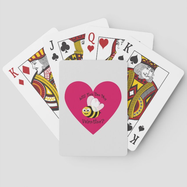 Will You Bee Mine? Red Heart Playing Cards (Back)