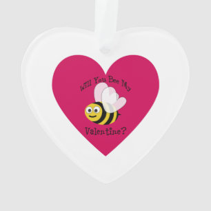 Will You Bee My Valentine Red Heart Ornament