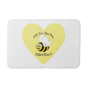 Will You Bee My Valentine Yellow Heart Bath Mat