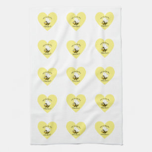 Will You Bee My Valentine Yellow Heart Kitchen Towel