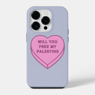 Will you free my Palestine? Cute Candy Heart sweet iPhone 14 Pro Case