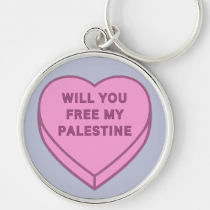Will you free my Palestine? Cute Candy Heart sweet Keychain